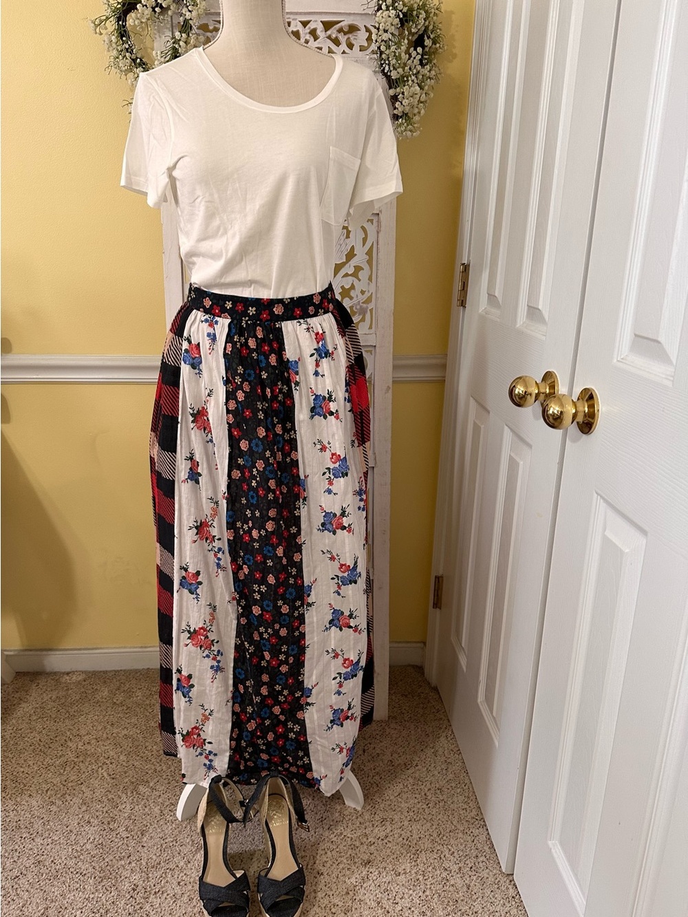 NWT Anthropologie LetMeBe Boho Patchwork panel Maxi Skirt. - Picture 6 of 13